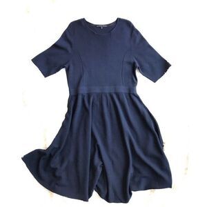 Antonio Melani Knit‎ Fit & Flare Dress Short Sleeve Navy Blue Size L